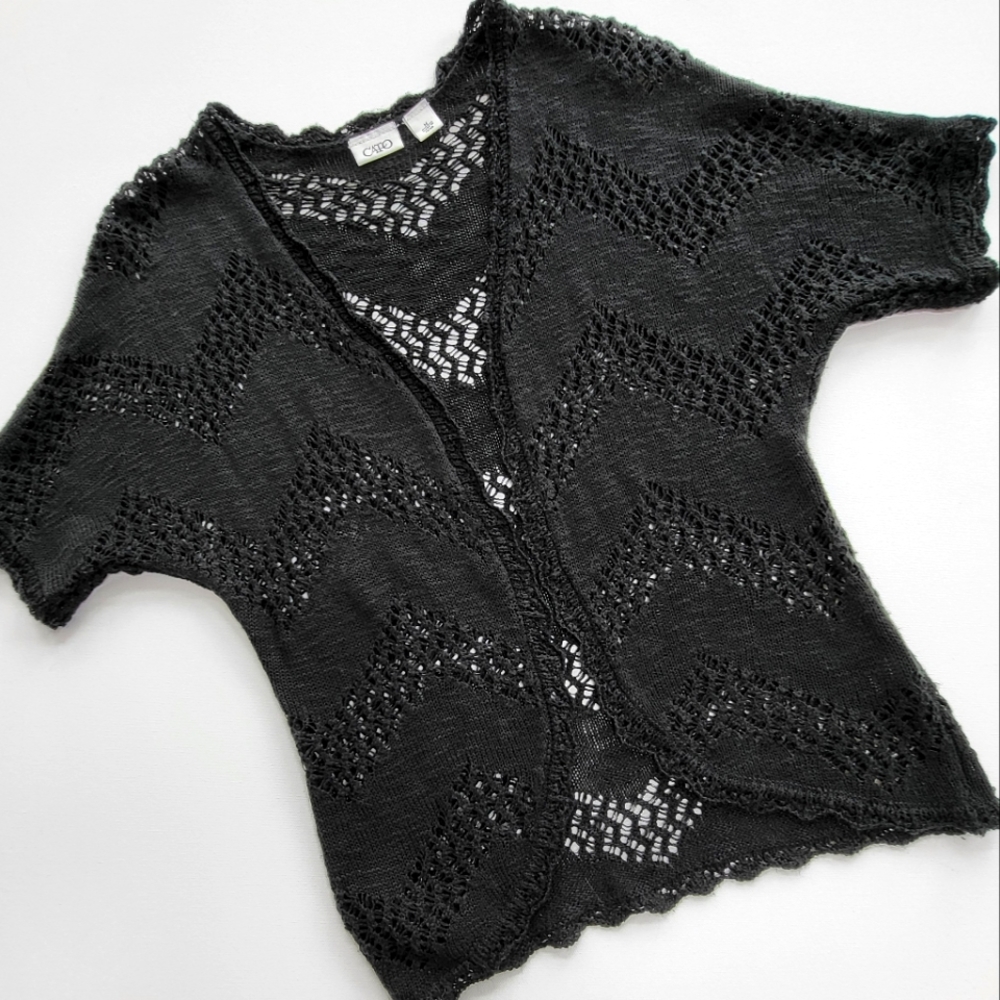 Cato Black Knitted Open Summer Cardigan